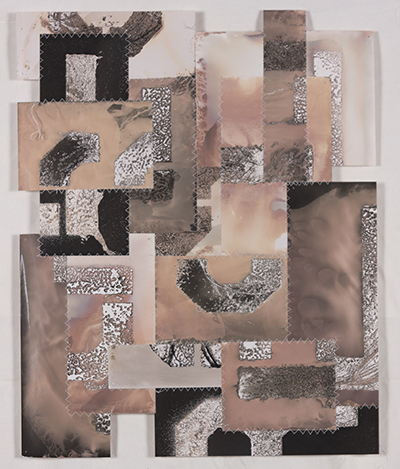 Bridget Conn, "Mantra #5 (Persist)", Silver gelatin photographic chemigrams, thread, 20" x 16", 2020