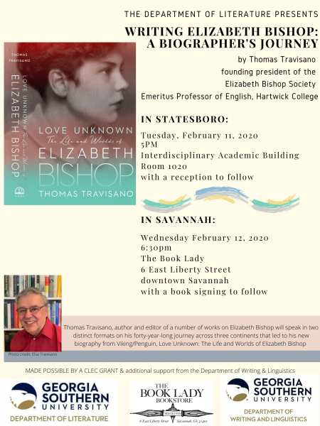 department of literature presents Writing Elizabeth Bishop: A Biographer's Journey