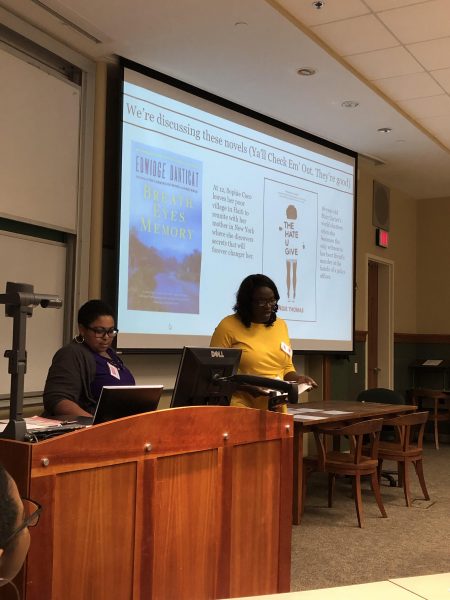 Necole DeLoach and Dr. Wane presenting their research at the 2019 Women and Girls in Georgia Conference.
