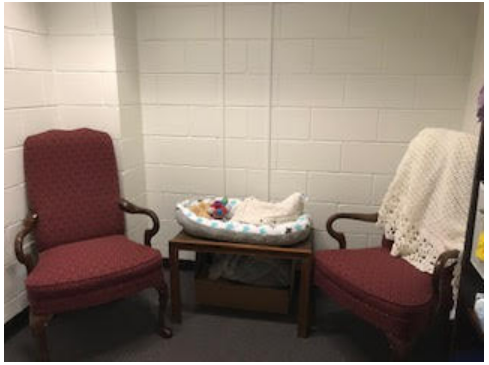 Lactation space with chair and changing table